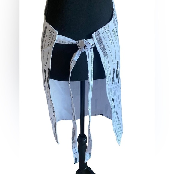 NOW DESIGNS Print Apron 27” x 32”L 29” Tie Black & White 100% Cotton NEW - Picture 6 of 14